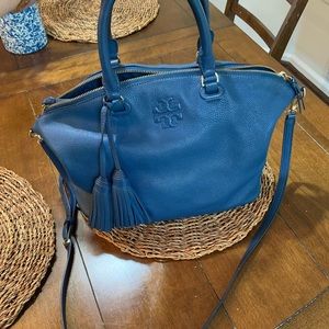 Teal blue Tory Burch Taylor tote